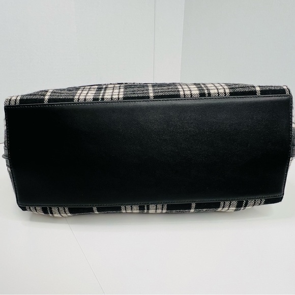 Rebecca Minkoff Megan Tote Wool Flannel Black White Plaid - Picture 5 of 11
